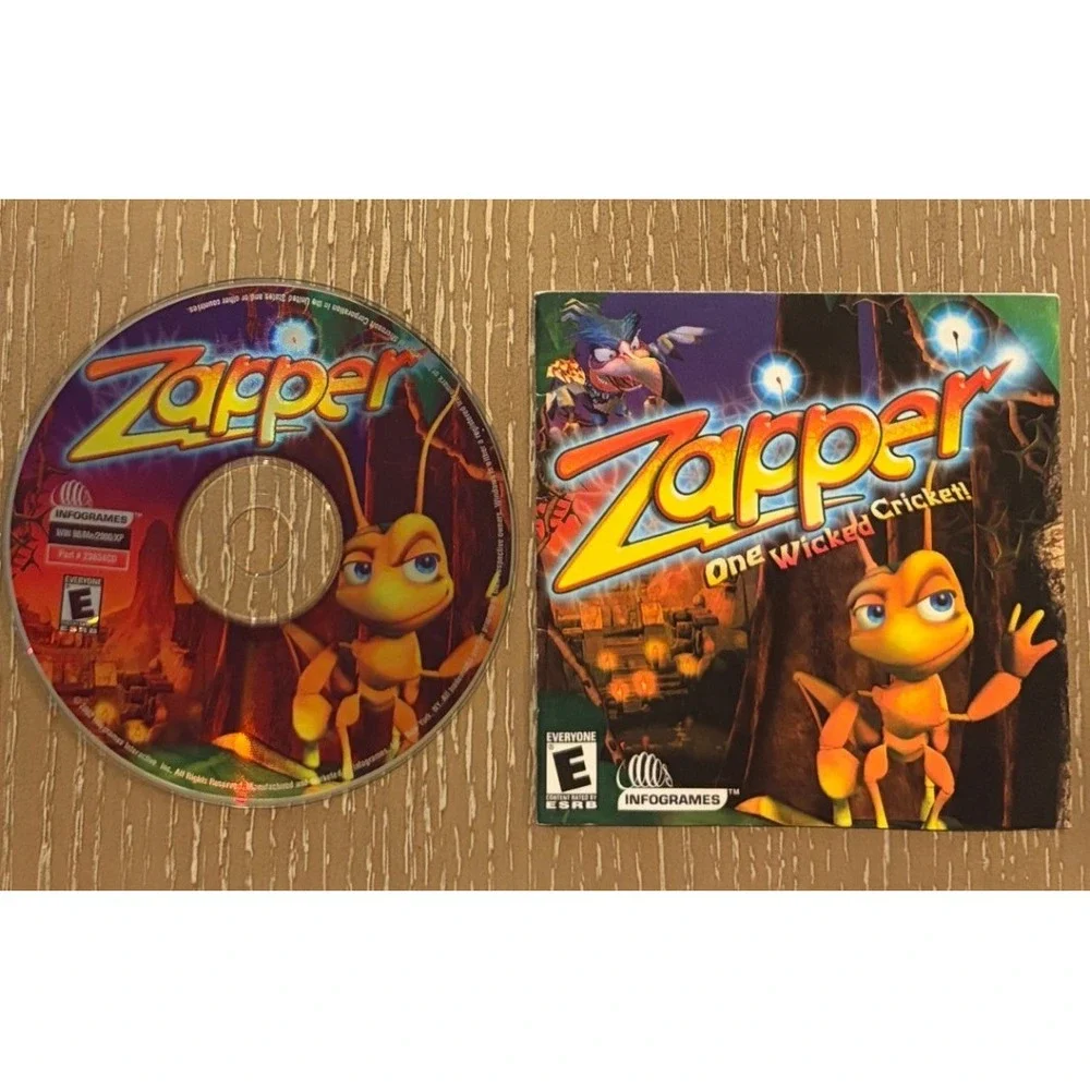Zapper One Wicked Cricket PC Game Disc and Manual Infogrames 2002 Retro Gaming
